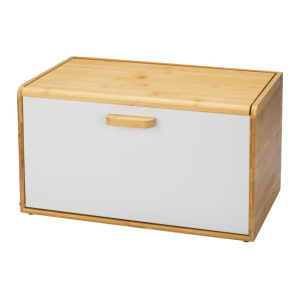 Chlebak pojemnik na chleb LAVARO biały z bambusem gładki